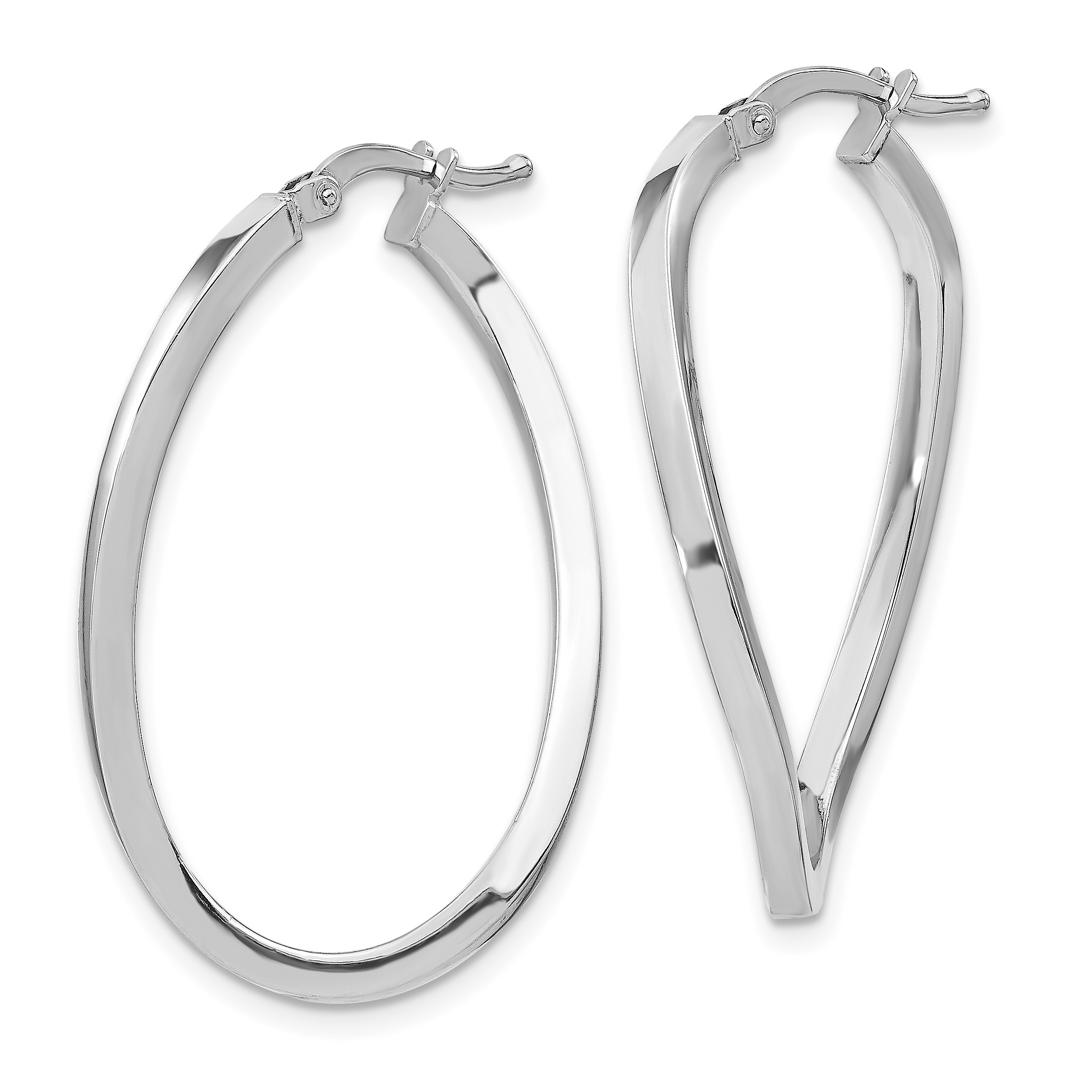 Leslies Real 14kt White Gold Polished Twisted Oval Hoop Earrings Leslies Real 14kt White Gold Polished Twisted Oval Hoop Earrings